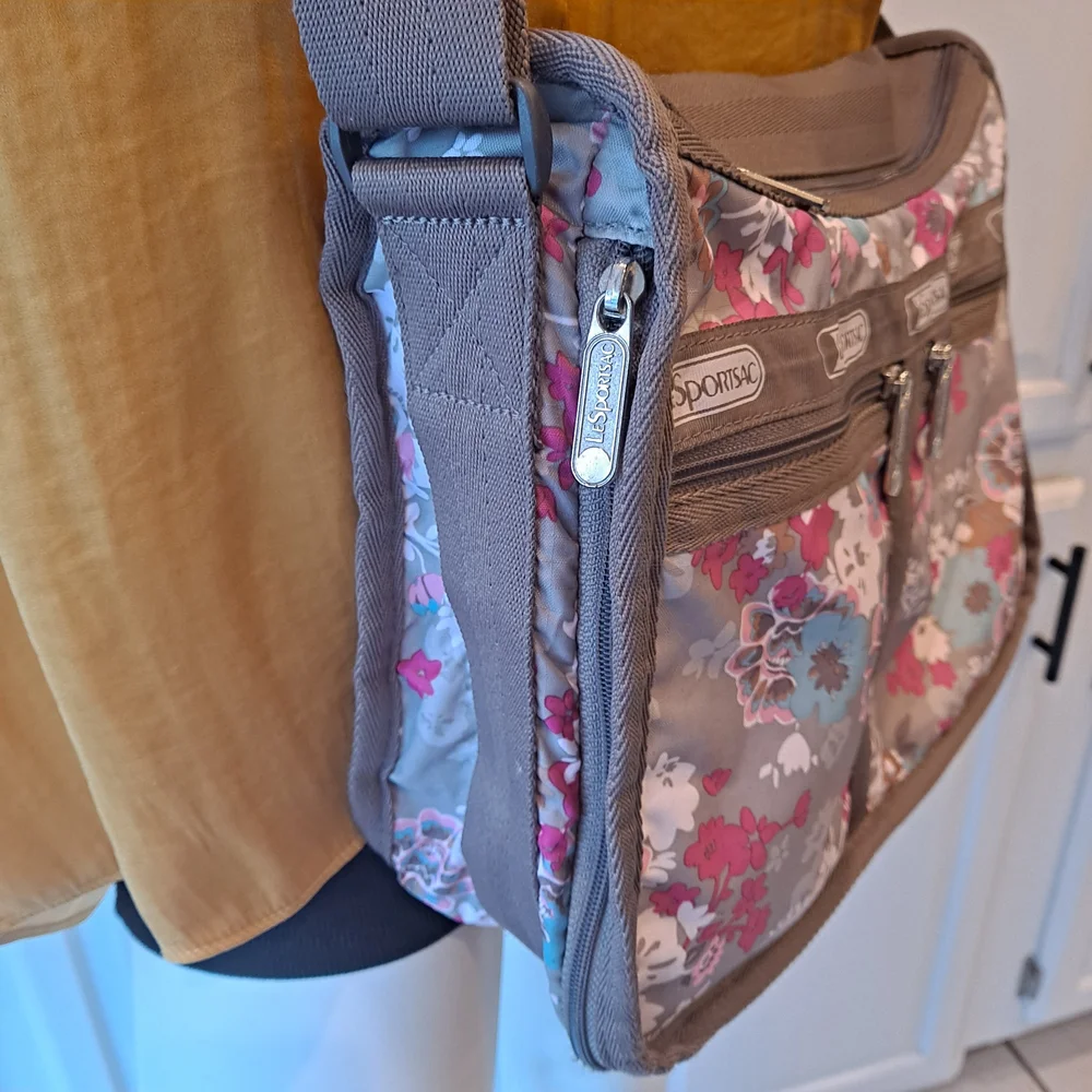 LeSportsac Floral Crossbody Bag - Pink, Blue, Brown - Picture 3 of 11